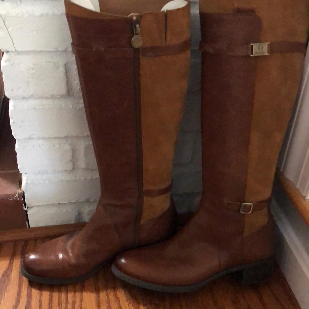 Etienne Aigner suede and leather riding boots